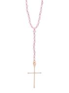 Matchesfashion.com Diane Kordas - Cross Diamond, Jade & 18kt Rose Gold Necklace - Womens - Pink