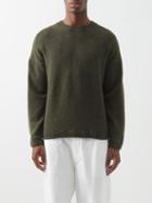 Inis Mein - Crew-neck Wool-blend Oversized Sweater - Mens - Khaki Multi
