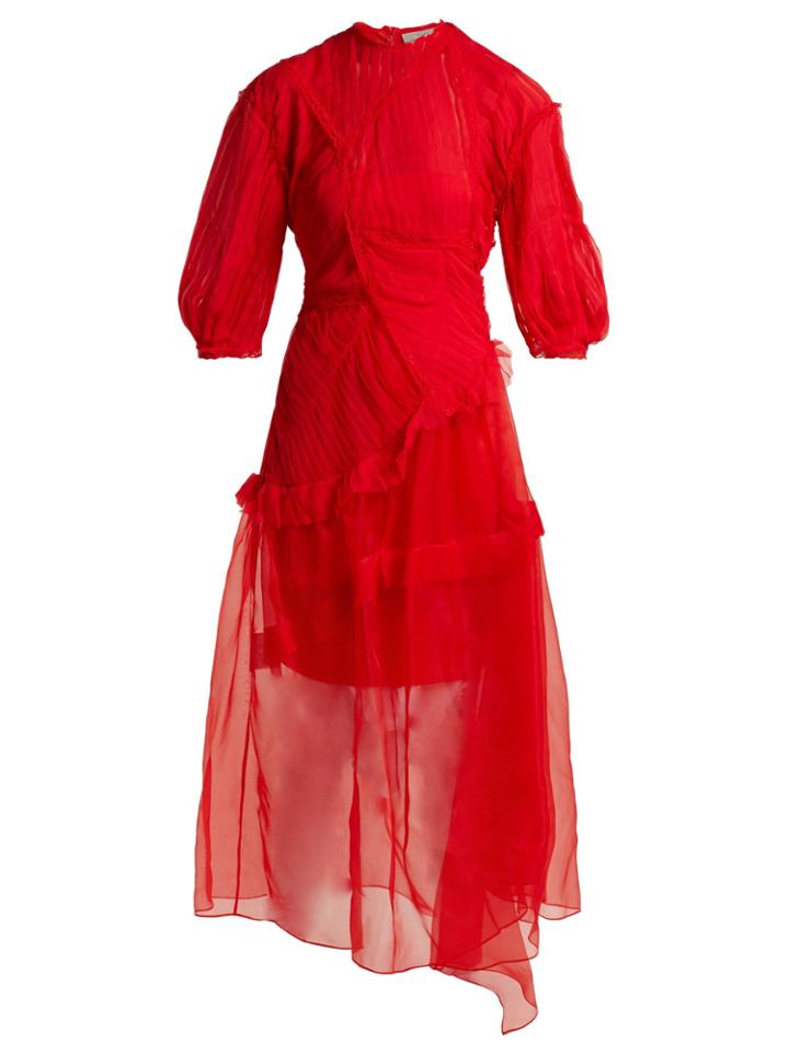 Preen By Thornton Bregazzi Risse Pleated-panel Silk Dress