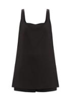 Matchesfashion.com Valentino - Square-neck Wool-blend Crepe Jumpsuit - Womens - Black