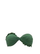Matchesfashion.com Casa Raki - Ruffle Bandeau Bikini Top - Womens - Green