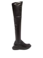 Ladies Shoes Alexander Mcqueen - Tread Leather Over-the-knee Boots - Womens - Black