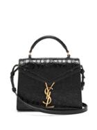 Matchesfashion.com Saint Laurent - Cassandra Mini Ysl-logo Croc-effect Leather Bag - Womens - Black