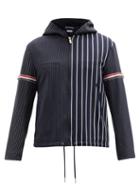 Matchesfashion.com Thom Browne - Tricolour Striped Wool-blend Hooded Jacket - Mens - Navy