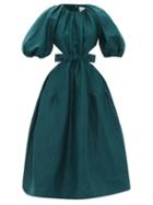 Ladies Rtw Aje - Mimosa Puff-sleeve Linen-blend Midi Dress - Womens - Emerald