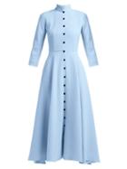 Matchesfashion.com Emilia Wickstead - Ashton Wool Crepe Dress - Womens - Light Blue