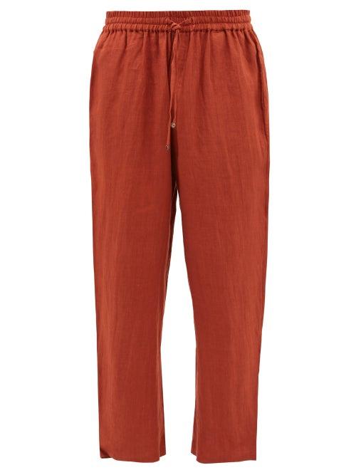 Harago - Terracota Drawstring Cotton Trousers - Mens - Orange