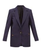 Matchesfashion.com Blaz Milano - Chips Weekend Single-breasted Slubbed Jacket - Womens - Navy