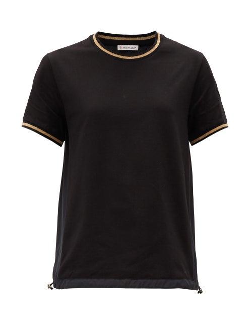 Matchesfashion.com Moncler - Logo-patch Metallic-trimmed Cotton-jersey T-shirt - Womens - Black
