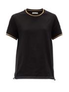 Matchesfashion.com Moncler - Logo-patch Metallic-trimmed Cotton-jersey T-shirt - Womens - Black