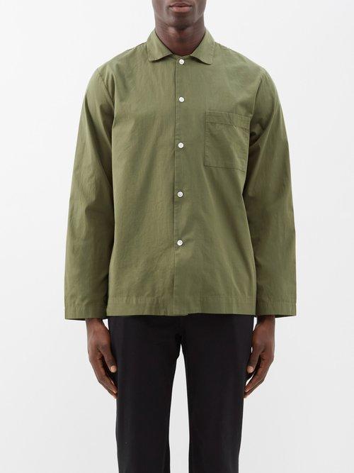 Tekla - Patch-pocket Organic-cotton Pyjama Shirt - Mens - Khaki