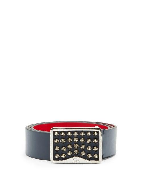 Matchesfashion.com Christian Louboutin - Louis Spiked-buckle Leather Belt - Mens - Navy Multi
