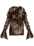 Matchesfashion.com Preen By Thornton Bregazzi - Bella Camouflage Print Silk Chiffon Blouse - Womens - Multi