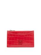 Matchesfashion.com Balenciaga - Hourglass Zipped Croc-effect Leather Cardholder - Womens - Red