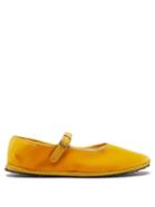 Ladies Shoes Vibi Venezia - Whipstitched Velvet Mary Jane Flats - Womens - Yellow