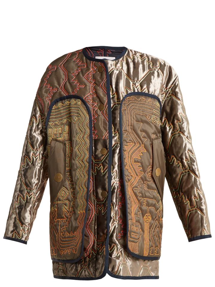 Peter Pilotto Graphic-embroidered Lightly-padded Coat