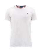 Matchesfashion.com Polo Ralph Lauren - Striped-neck Logo-embroidered Cotton T-shirt - Mens - White