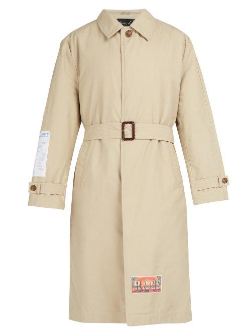 Matchesfashion.com Martine Rose - Patch Appliqu Cotton Blend Trench Coat - Mens - Beige