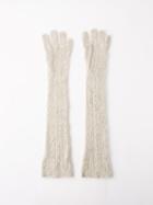 Brunello Cucinelli - Cable-knit Wool-blend Long Gloves - Womens - Light Grey