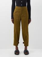 Proenza Schouler White Label - Cropped Cotton-twill Tapered Trousers - Womens - Olive