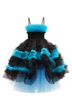 Molly Goddard - Lina Frilled Hand-smocked Tulle Gown - Womens - Black Blue