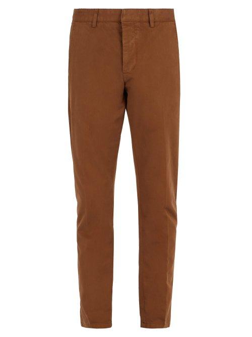 Matchesfashion.com Ami - Tapered Leg Cotton Cropped Trousers - Mens - Camel