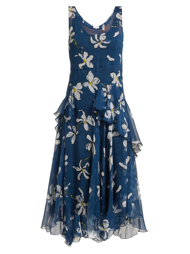 Isa Arfen Magnolia-print Silk Dress