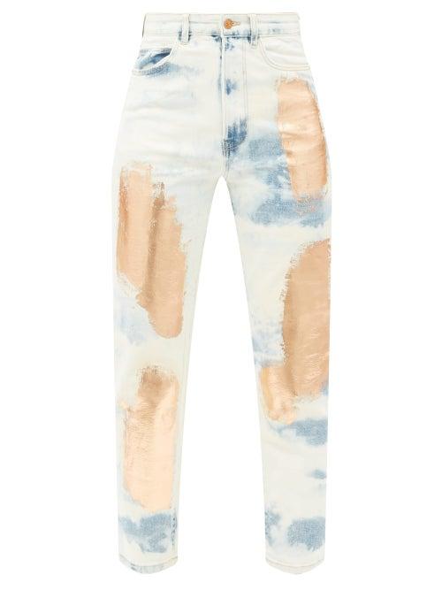 Matchesfashion.com Germanier - High-rise Metallic-paint Denim Jeans - Womens - Denim Multi