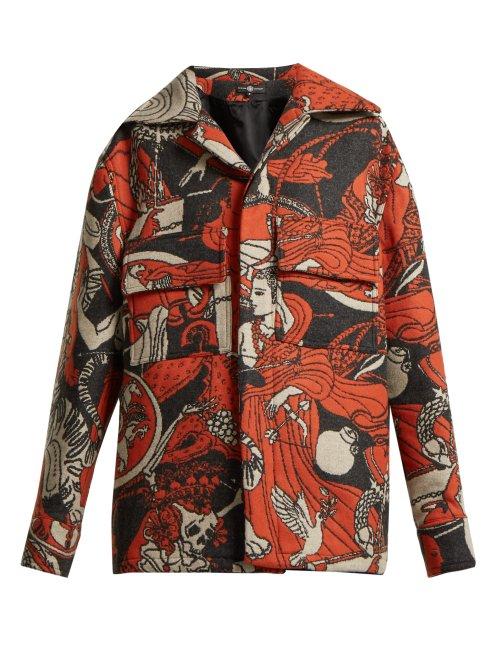 Matchesfashion.com Edward Crutchley - Wool Blend Jacquard Jacket - Womens - Orange Multi