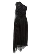 Matchesfashion.com Halpern - One Shoulder Devor Lam Dress - Womens - Black