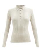 Allude - Ribbed-cashmere Polo Shirt - Womens - Ivory