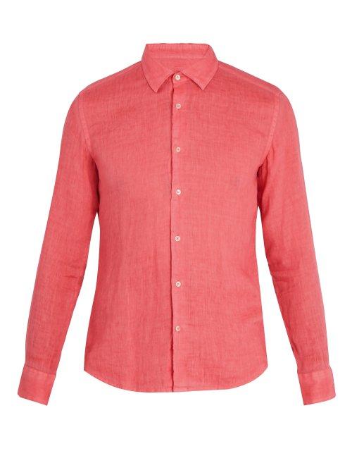 Matchesfashion.com Altea - Point Collar Linen Shirt - Mens - Red