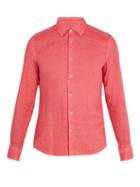 Matchesfashion.com Altea - Point Collar Linen Shirt - Mens - Red