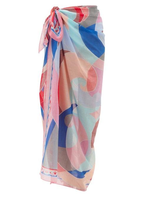 Matchesfashion.com Emilio Pucci - Quirimbas-print Cotton-voile Sarong - Womens - Pink Multi