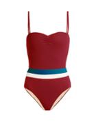 Matchesfashion.com Zeus + Dione - Milos Striped Swimsuit - Womens - Burgundy Multi