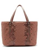 Matchesfashion.com Bottega Veneta - Intrecciato Medium Leather & Snakeskin Tote Bag - Womens - Nude