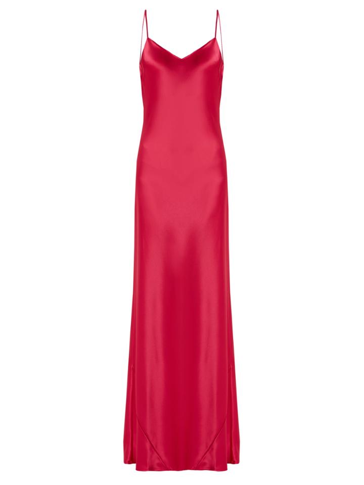 Galvan Bias-cut Satin-back Crepe Gown