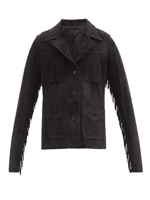 Matchesfashion.com Nili Lotan - Carter Fringed Suede Jacket - Womens - Black
