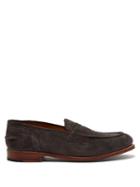 Matchesfashion.com Grenson - Maxwell Suede Penny Loafers - Mens - Grey