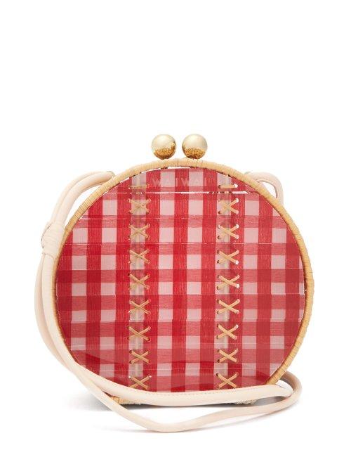 Matchesfashion.com Wai Wai - Jabuticaba Gingham Acetate & Rattan Bag - Womens - Red Multi