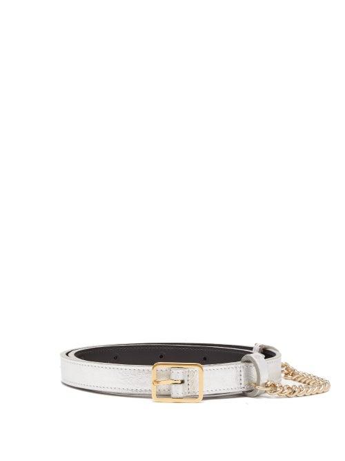 Matchesfashion.com Hillier Bartley - Chain-trimmed Metallic-leather Belt - Womens - Silver