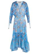 Matchesfashion.com Preen By Thornton Bregazzi - Abels Printed Satin Devor Dress - Womens - Light Blue