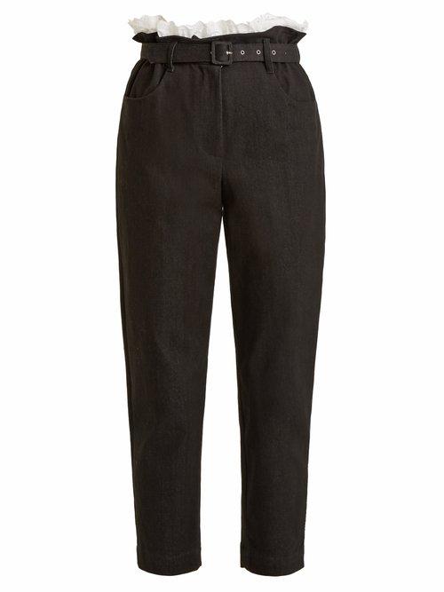 Matchesfashion.com Isa Arfen - Belted Tapered Leg Denim Cropped Trousers - Womens - Black