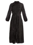 Matchesfashion.com Beulah - Sonia Striped Devor Velvet Dress - Womens - Black