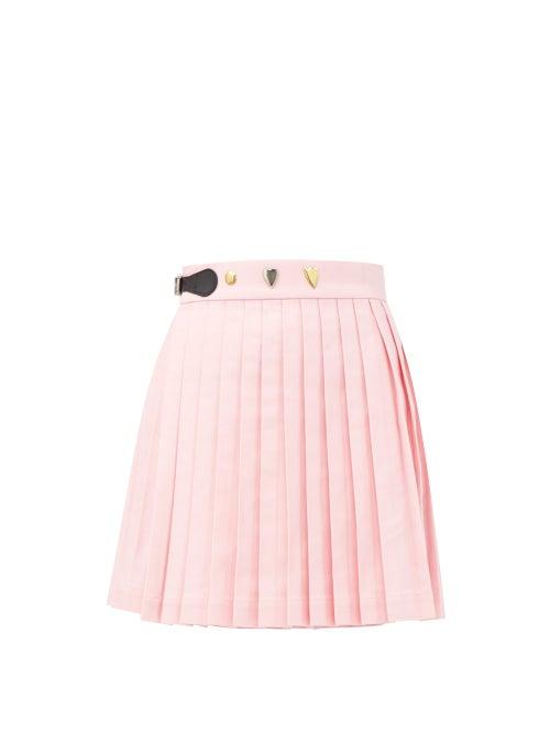 Matchesfashion.com Charles Jeffrey Loverboy - Knife-pleated Cotton-twill Mini Wrap Skirt - Womens - Pink