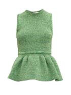 Matchesfashion.com Tibi - Ribbed Knit Peplum Top - Womens - Green