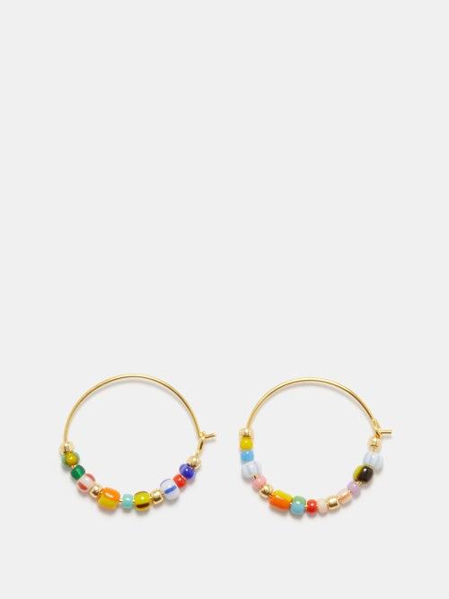 Anni Lu - Alaia Beaded 18kt Gold-plated Hoop Earrings - Womens - Multi