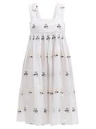 Matchesfashion.com Cecilie Bahnsen - Pandora Bow-back Floral-jacquard Dress - Womens - White Multi