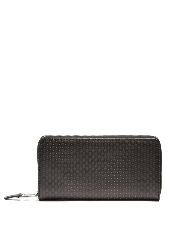 Alexander Mcqueen Micro-skull Zip-around Leather Travel Wallet