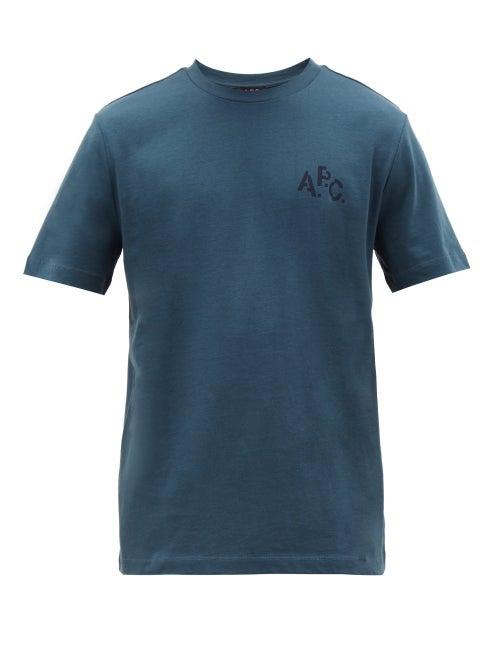 Matchesfashion.com A.p.c. - Tristan Logo Print Cotton T Shirt - Mens - Blue